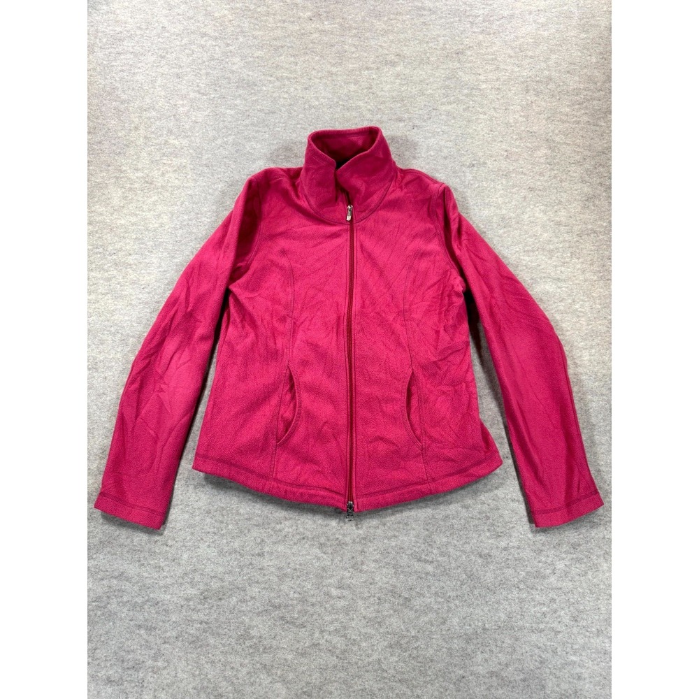 Lands' End Thermacheck Fleece Jacket Womens Pink Full Zip Mock Neck M